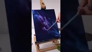 Making an space painting. Blending is my favorite step✨ more art on IG @lanchendesigns #oils #art