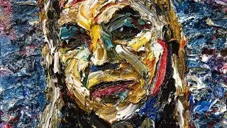 Original oil painting expressionism outsider female lady art deco  gallery face abstract - m1070