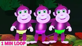 Five Little Monkeys Remix 🐵🎶 | 1 MIN LOOP ] Nursery Rhymes for Babies & Preschool @ToonyMonka