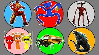 Spin Wheel !! Bus Eater vs Siren Head, Godzilla, Sprunki, Ironman, Huggy Wuggy 