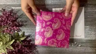 Paisley Design Fuchsia Pink and White Square Custom Wedding Invitation card 7x7 with stones AM-528