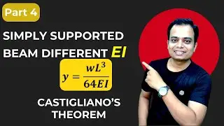 Beam Deflection with Different EI | Simply Supported Beam | Castigliano&rsquo;s Theorem (Part 4)