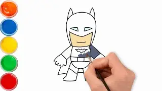 How to draw and color batman for kids easy and step by step? #batman #drawingvideo 😍