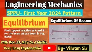 PYQ - BEAMs_Engineering Mechanics_FE 2024 Pattern-SPPU. Calculation of support Reaction of the Beam.