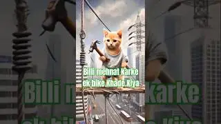 Hardworking Cat Building Dreams for a Bike!CatVideo #HardworkingCat #youtubeshorts #kitten