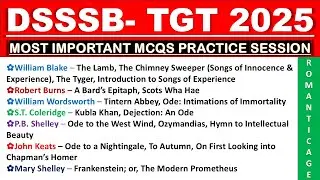 Most Important MCQs English Literature | DSSSB TGT PGT 2025 | Romantic Age #dsssbtgtenglish#dsssbtgt