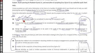 AAA (P7) - Exam Question - Redback Sports Co. - Business Risk & ROMM
