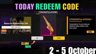 5 October 2023 redeem code | Today redeem code free fire | FF new event