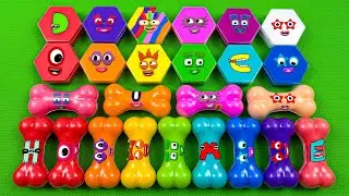 Numberblocks 🏳️&zwj;🌈 Hidden Slime Opening Alphablocks Clay in Bones, Hexagonal Colorful ASMR 🎁🦈💖