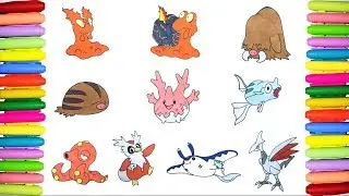 Pokemon coloring pages for kids - Pokedex #218 - 227