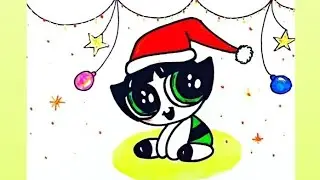 How to Draw Buttercup from The Powerpuff Girls | Buttercup Christmas Drawing 🎄