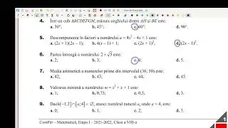 Rezolvarea subiectului la  clasa a VIII-a, Concursul Comper, Etapa I, 28.01.2022