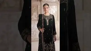 Emerald elegance with timeless gold, AURA Edit Velvet Collection by Bin Tayyab 🌸