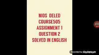 Nios dled assignment 505 solved in english