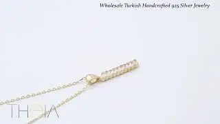 Elegant Design Baguette Geometric Design Charm Women Necklace Pendant 925 Sterling Silver Jewelry
