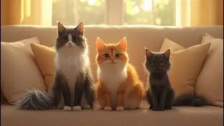 Lighten~Up: Three Cats. Pretty In~Lightened.