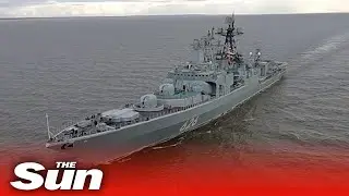 Russia's huge Northern Fleet warships arrive in Dudinka from the Arctic