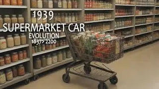 Supermarket car evolution from 1837 to 2200 (4K video)