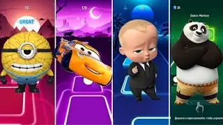 MINION VS CRUZ VS BOSS BABY VS KUNG FU PANDA - Coffin Dance Song (cover) Tiles hop dance 