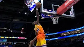 Moussa Diabat&eacute; catches the lob by LaMelo Ball with the aid of the side of the backboard, Kon with 3
