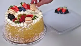 Vanilla Chiffon Cake Recipe with Mascarpone cream decoration