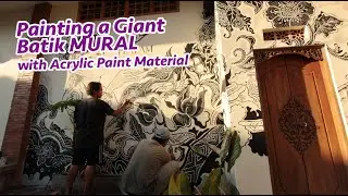 Painting a Giant Batik MURAL with Acrylic Paint Material | Painting the Imagination of the Goddess
