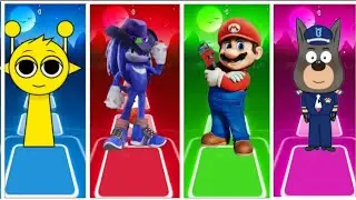 SPRUNKI vs SONIC vs SUPER MARIO vs SHERIFF LABRADOR /Tiles hop edm COFFIN DANCE
