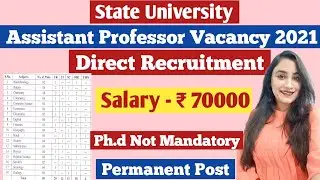 assistant professor vacancy 2021 | MP | state University vacancy | salary 70000 | sarkari Naukri