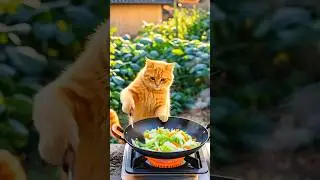 MasterChef Cat Cooks a Stir-Fry Like a Pro! #shorts #viralshort