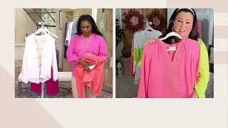 Belle by Kim Gravel Beach Club 100% Cotton Gauze Embroidered Top on QVC