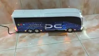 miniatura de &ocirc;nibus( dc games)  Com farol, seta, Som, Radio, Sd, Usb Bluetooth Roma brinquedo