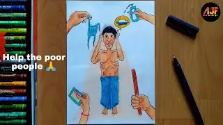 Help the poor people during lockdown | scenery drawing | for kids | with oil pastel colour