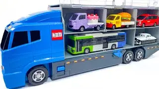 【トミカ】トミカのミニカーを開封＆チェックしておかたづけコンボイへ収納していこう！はたらくくるま│カーズトミカ│マックィーン｜12 Type Tomica Cars｜Okatazuke Convoy