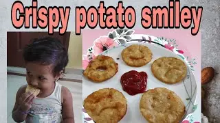 Kids special/ Smiley face crispy potatoes - homemade with cheese my version/ evening snack recipe