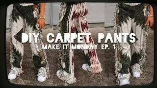 DIY CARPET PANTS FROM THRIFTED BLANKET| MAKE IT MONDAYS EP.1| CUSTOM CLOTHING| Meechie Tv