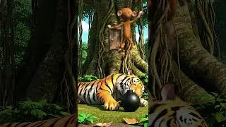 Crazy Monkey Prank on Sleeping Tiger! 🐯💣 Funny 3D Animation #shorts #funny