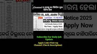 📢 RI Amin Recruitment 2025 | Latest Odisha Govt Jobs #odishajob @OdiaJobAlertIndia