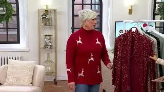 Jingle Belles by Kim Gravel Sequin Mesh Open Front Topper on QVC