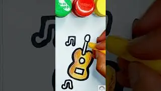 Cute Guitar Coloring 🎸  #shorts #creative #satisfying #drawing #art #easyart #coloring #cute