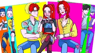 ХАНТРИКС МИРА С ДВУМЯ ДРУЗЬЯМИ ЭББИ и РОМАНС SAJA BOYS - KPOP DEMON HUNTERS | книга с наклейками сво