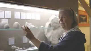 Fossile Seeigel aus der Oberkreide, erkl&auml;rt von Dr. Annette Richter im Landesmuseum Hannover