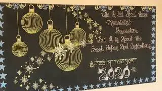 Beautiful blackboard decoration with chalk, blackboard decoration idea for New year, blackboard deco