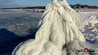 Stunning Ice Formation In New Buffalo After Blizzard 4K Drone Footage Pure Michigan Must See