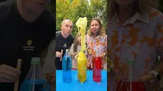 Rainbow soda eruption Challenge! #shorts GamGam Family