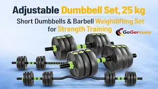 Adjustable Dumbbell Set, 25 kg | Short Dumbbells & Barbell Weightlifting Set for Strength Training