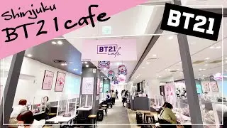 新大久保に行った後、新宿のBT21cafeを見に行ったよ🥰/BT21 cafe in Shinjuku,Japan 2021.04.