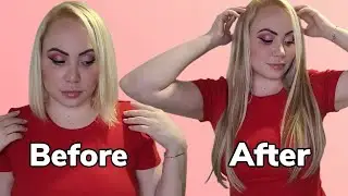 CLIP IN HUMAN HAIR EXTENSIONS 18 INCH | BLONDE HAIR EXTENSIONS (BEFORE AND AFTER) FT GOO GOO HAIR