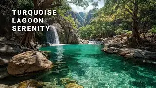 Tropical Rainforest Waterfall Sounds | Relaxing Nature Ambience with Turquoise Pool