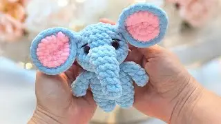 Слоник вязаный крючком из плюшевой пряжи/crochet elephant/gehäkelter Elefant