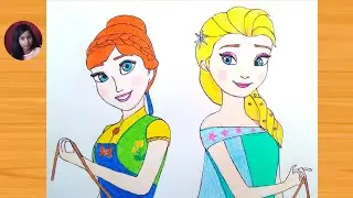 How to draw elsa and anna || Elsa and anna drawing || How to draw elsa and anna from frozen fever